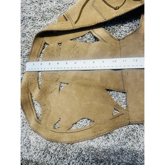 RARE Custom Leather Applique Texas Scenic Suede Vest Lifestyle Texan Cowboy - Picture 13 of 14